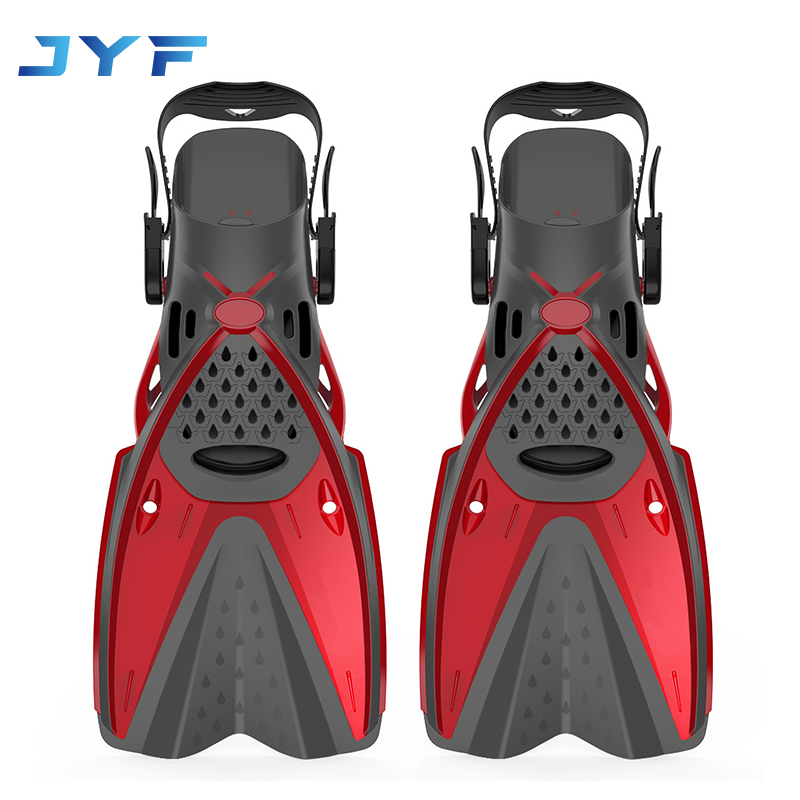 Adjustable open foot swimming training short fins