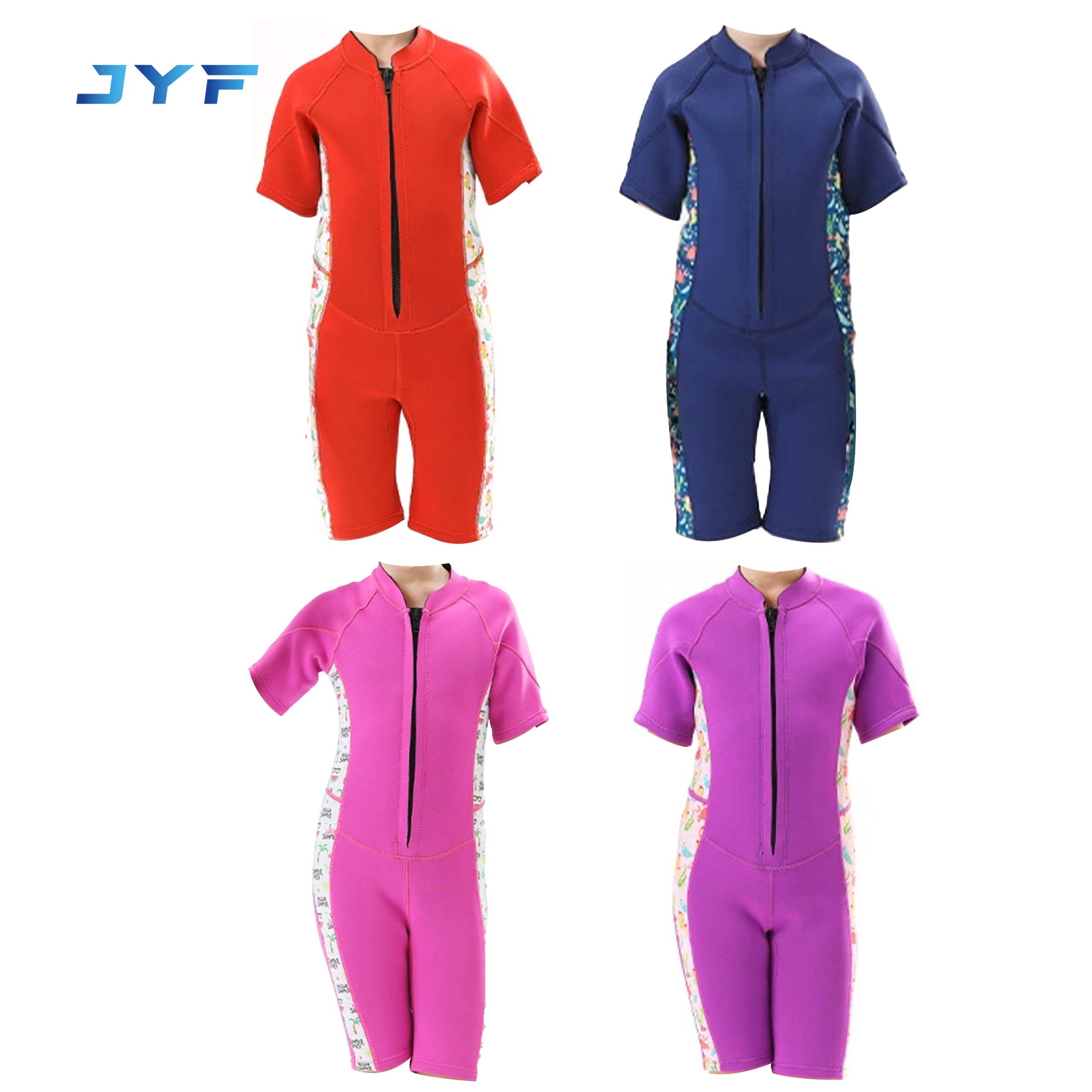 Kids short-sleeved one-piece front opening wetsuit