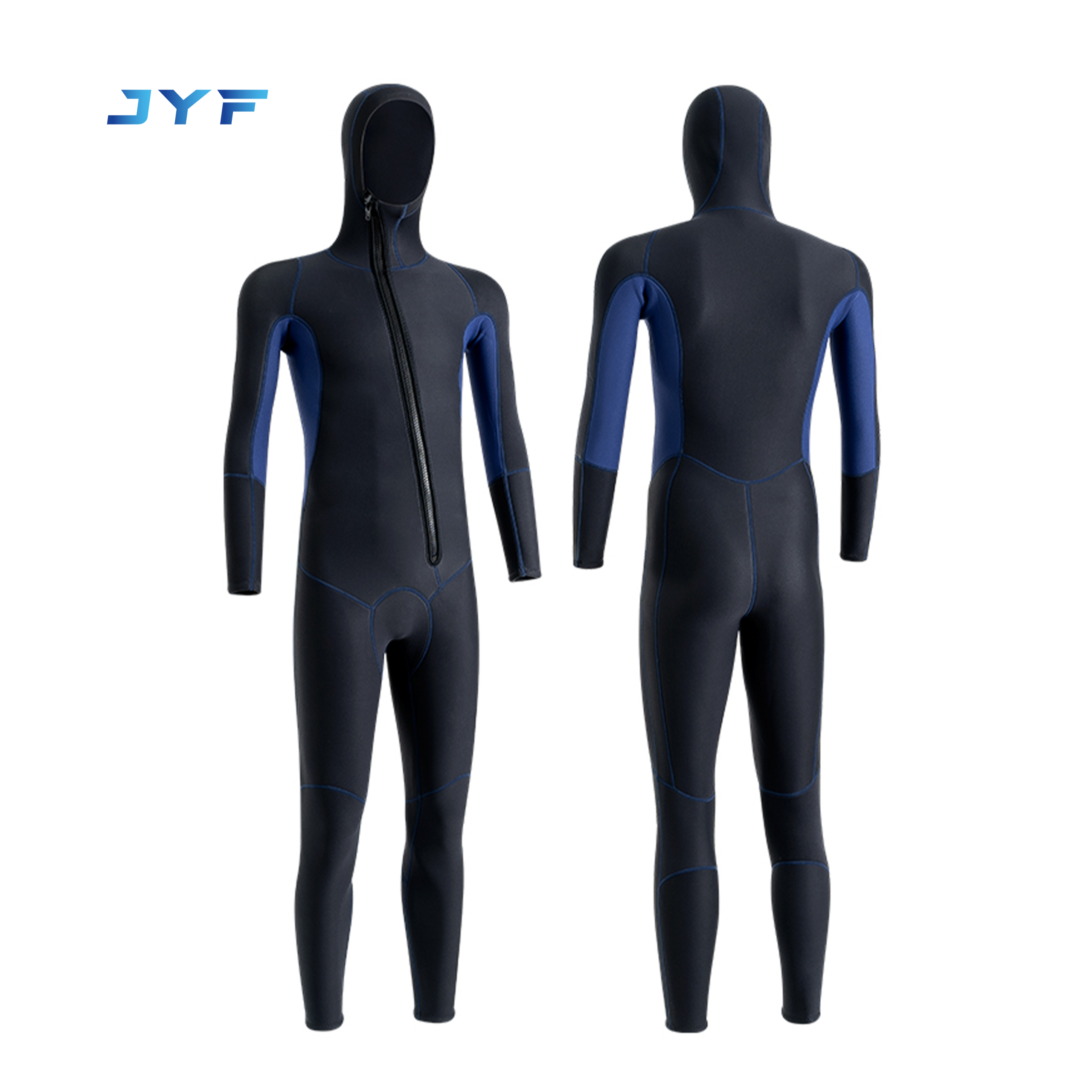 Hooded men’s front-opening one-piece diving suit