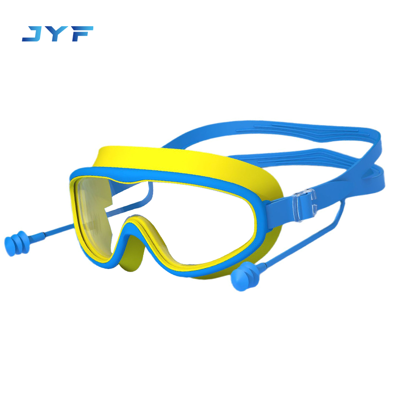 Kids large frame swimming goggles with ear plugs