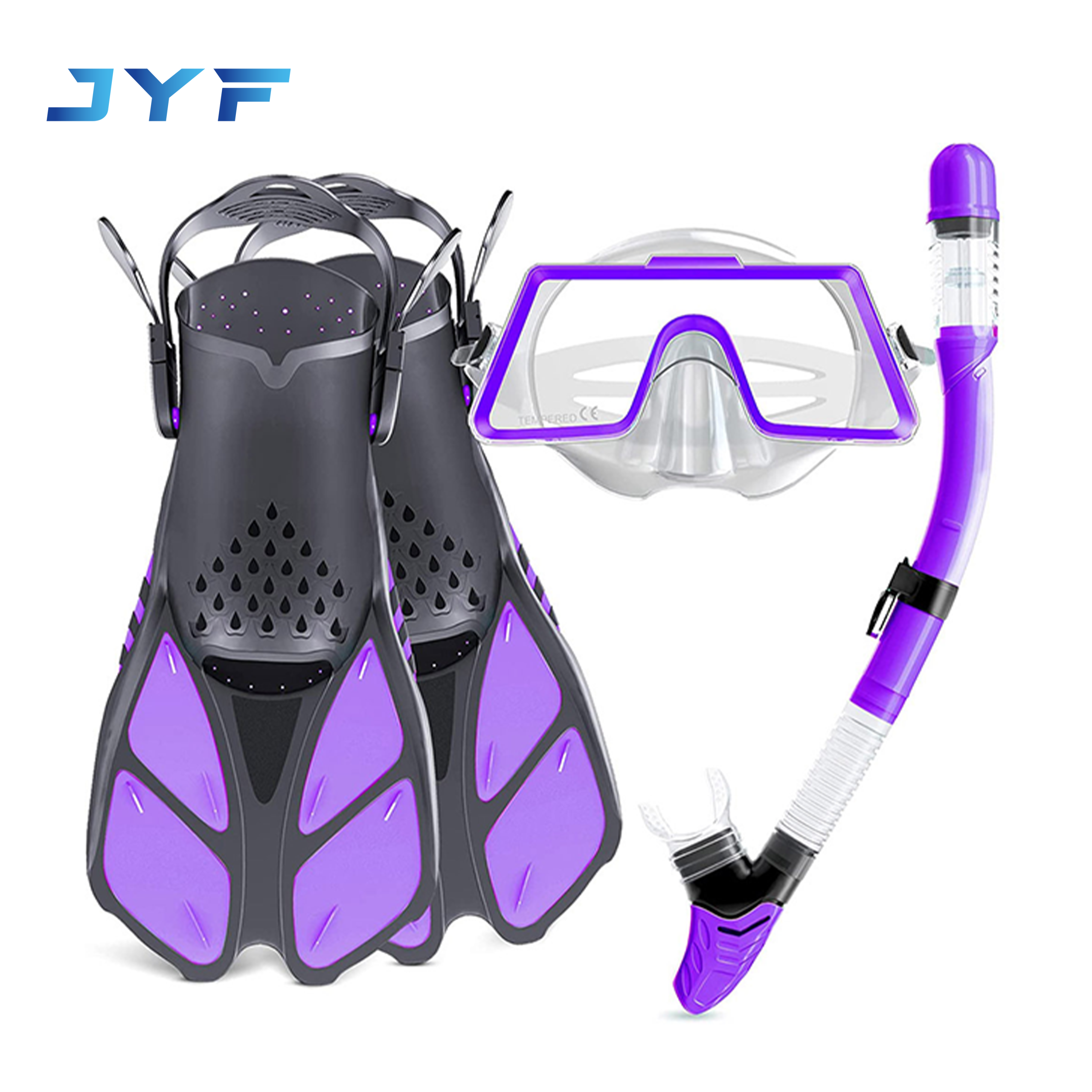 Adult full dry snorkel silicone diving mask adjusting fins three-piece set