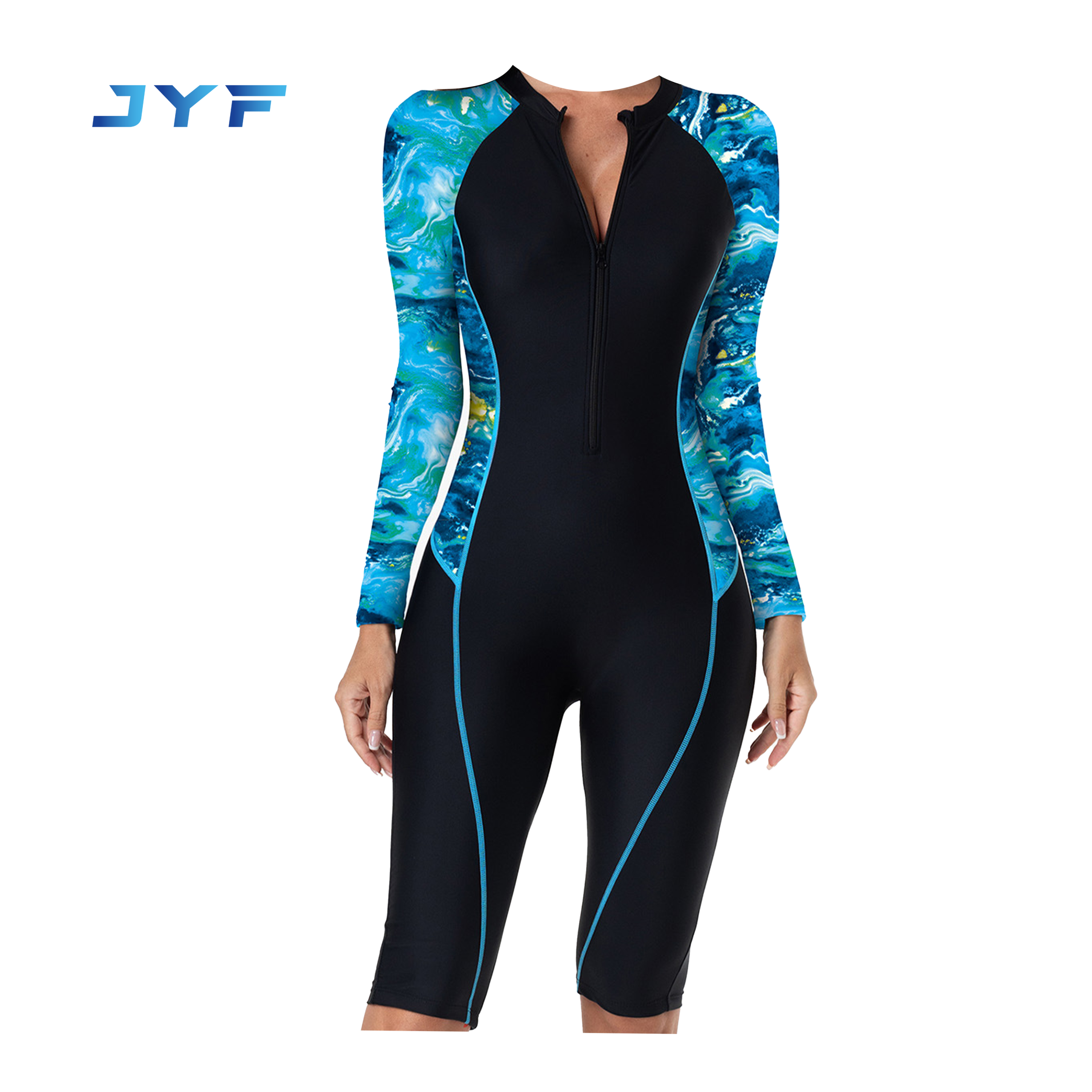 New style one-piece long-sleeved straight-leg five-pant wetsuit swimsuit